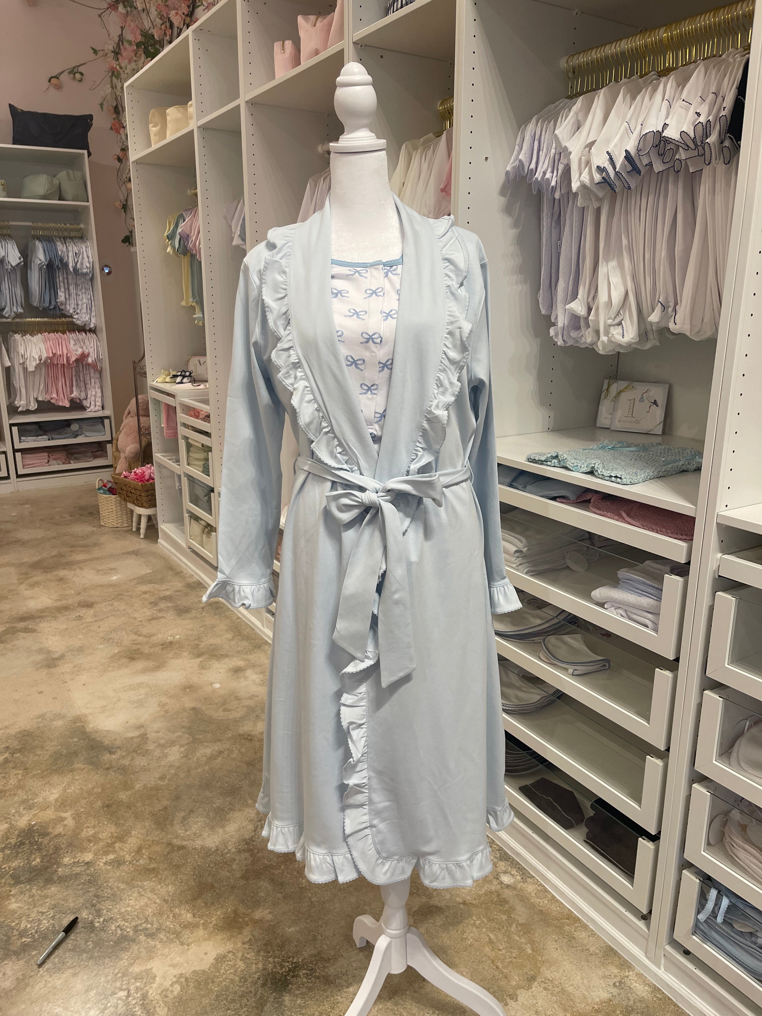 LUXURY BABY BLUE RUFFLE ROBE