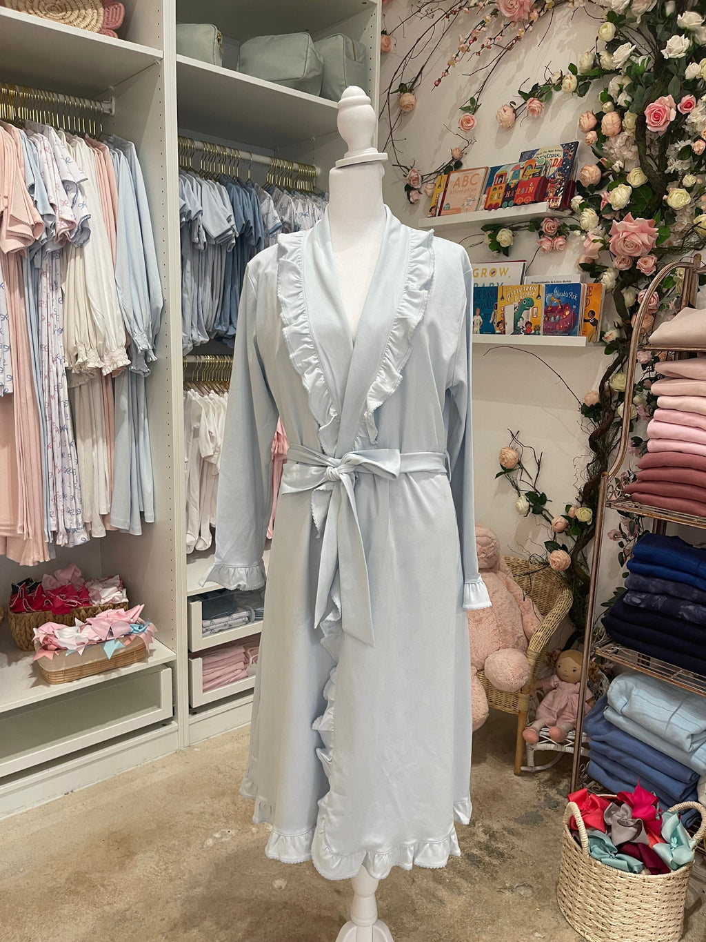 LUXURY BABY BLUE RUFFLE ROBE