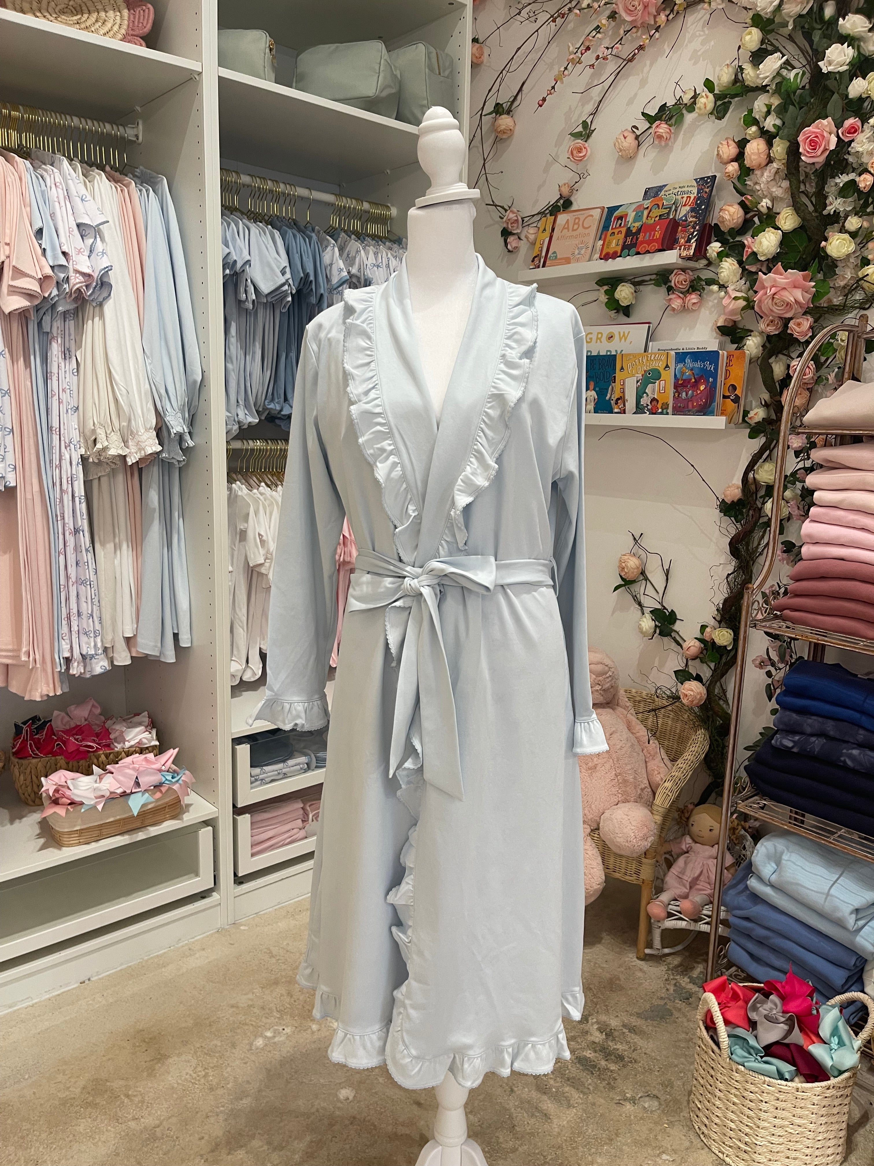 LUXURY BABY BLUE RUFFLE ROBE