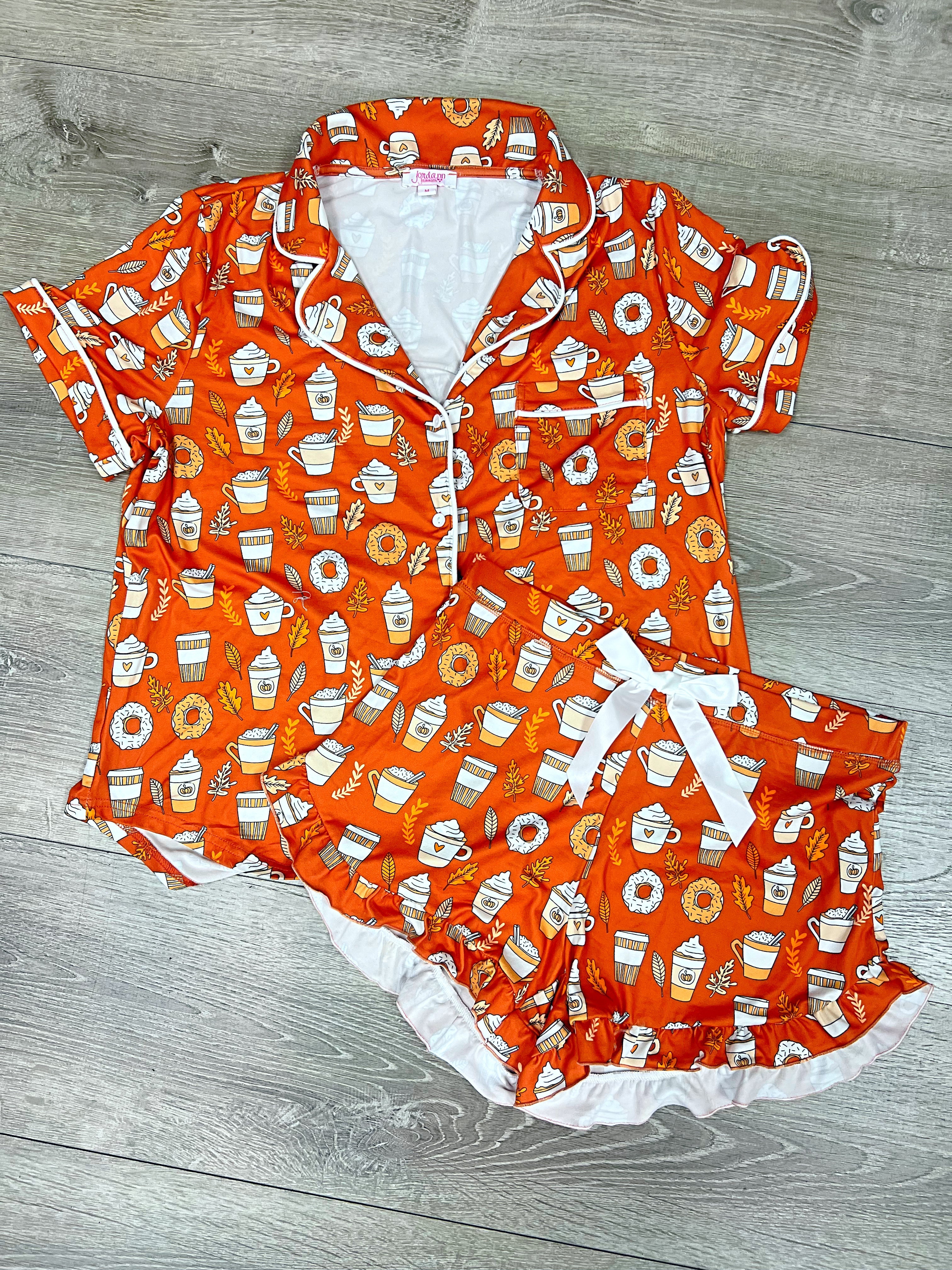 Happy Fall Pajama Ruffle Shorts Set