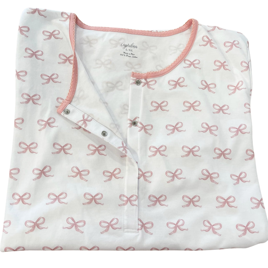 MARILYN 2 PIECE PAJAMA SET - PINK BOWS