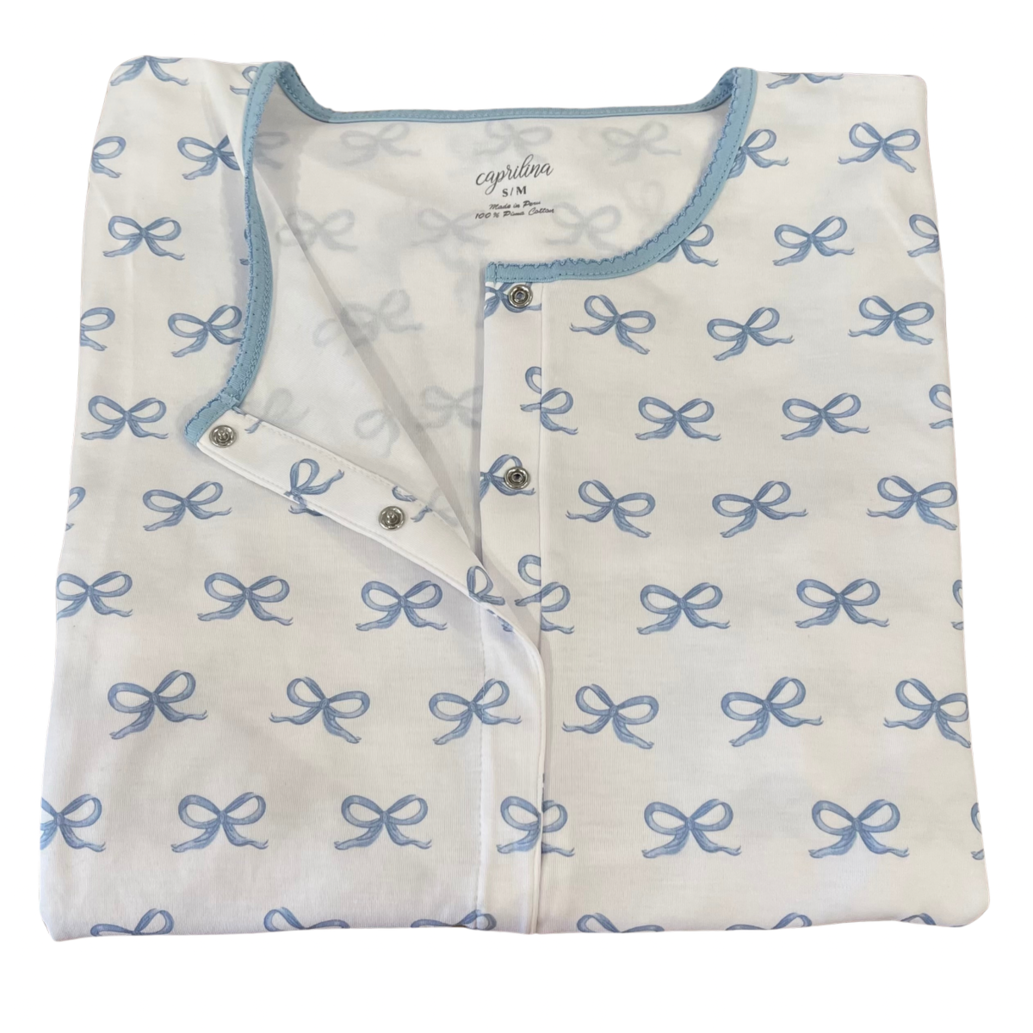 MARILYN 2 PIECE PAJAMA SET - BLUE BOWS