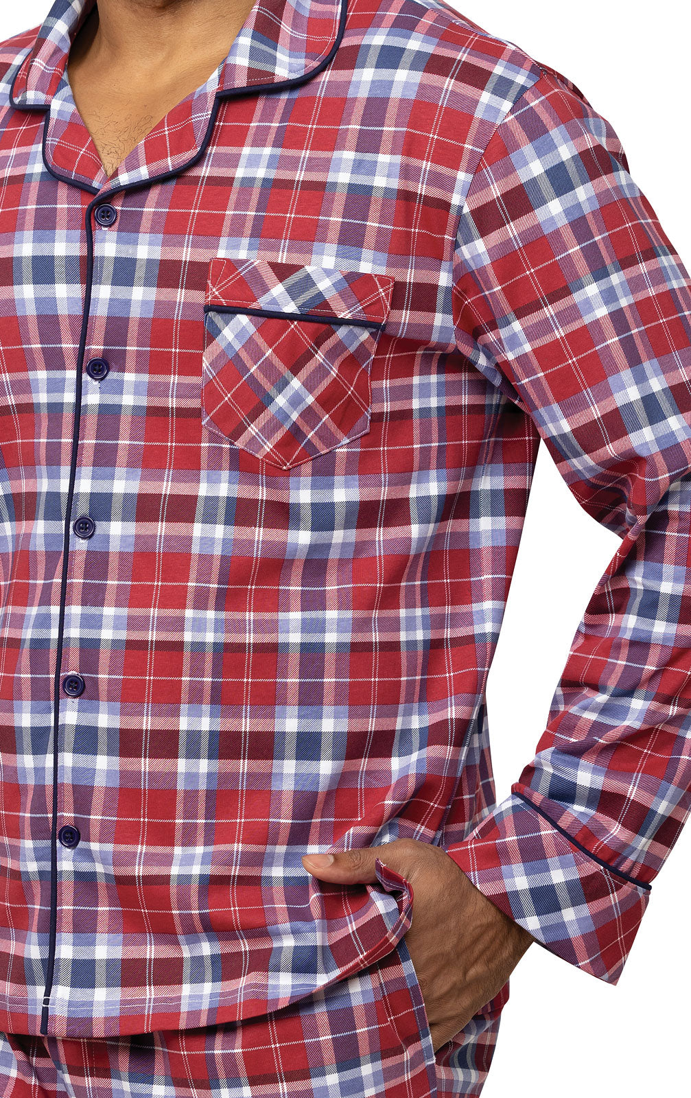 Plaid Button-Front Men's Pajamas