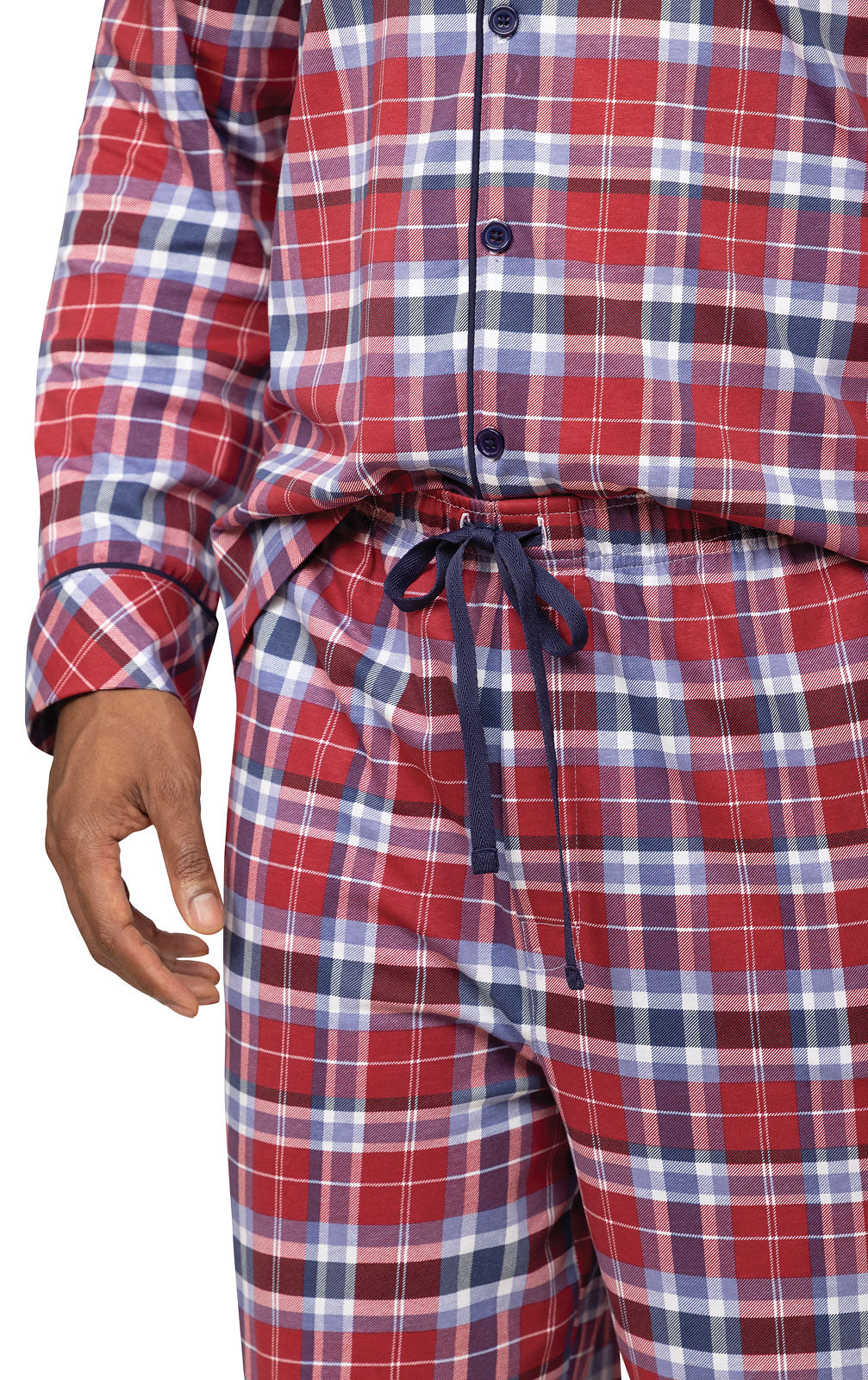 Plaid Button-Front Men's Pajamas
