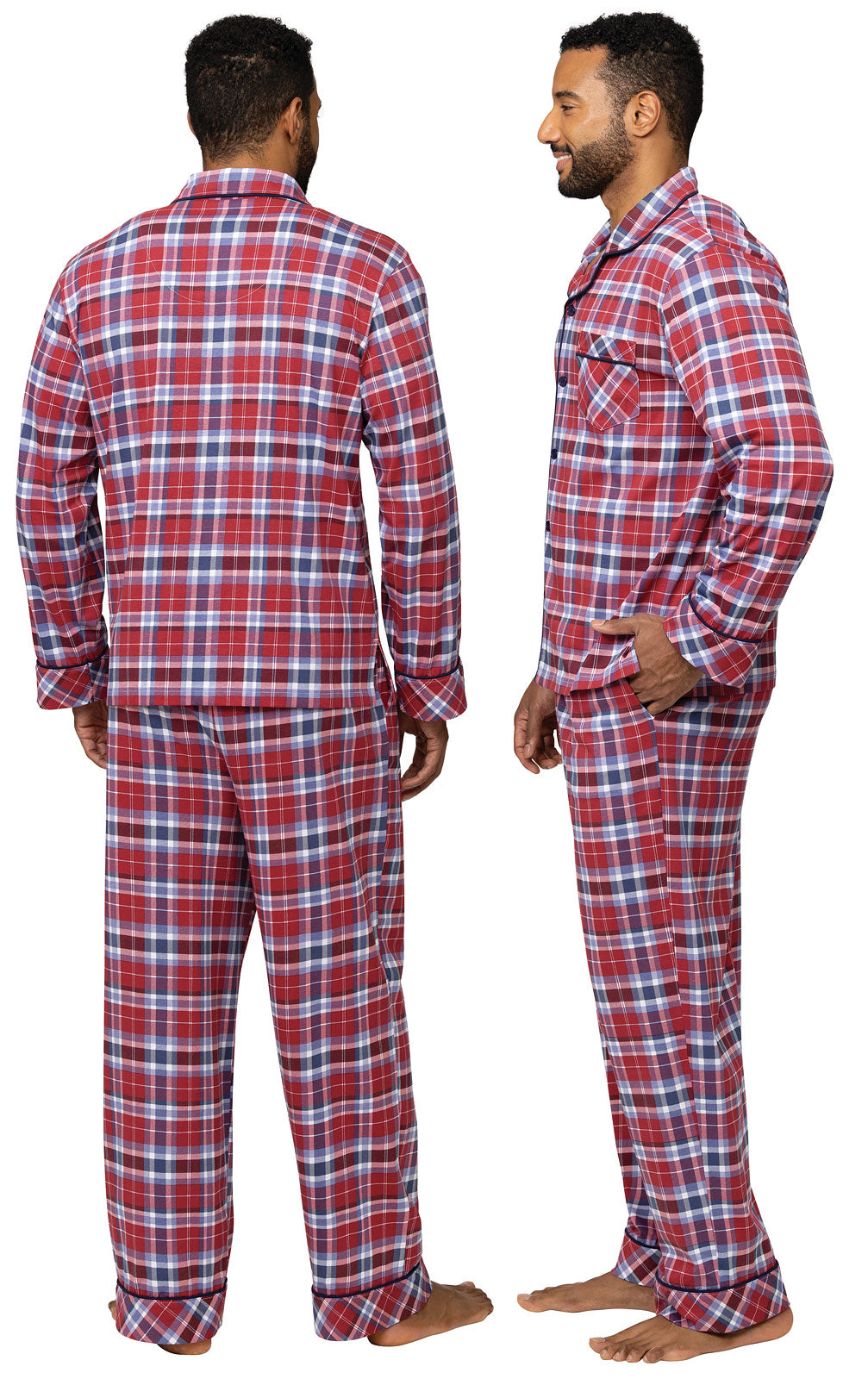 Plaid Button-Front Men's Pajamas