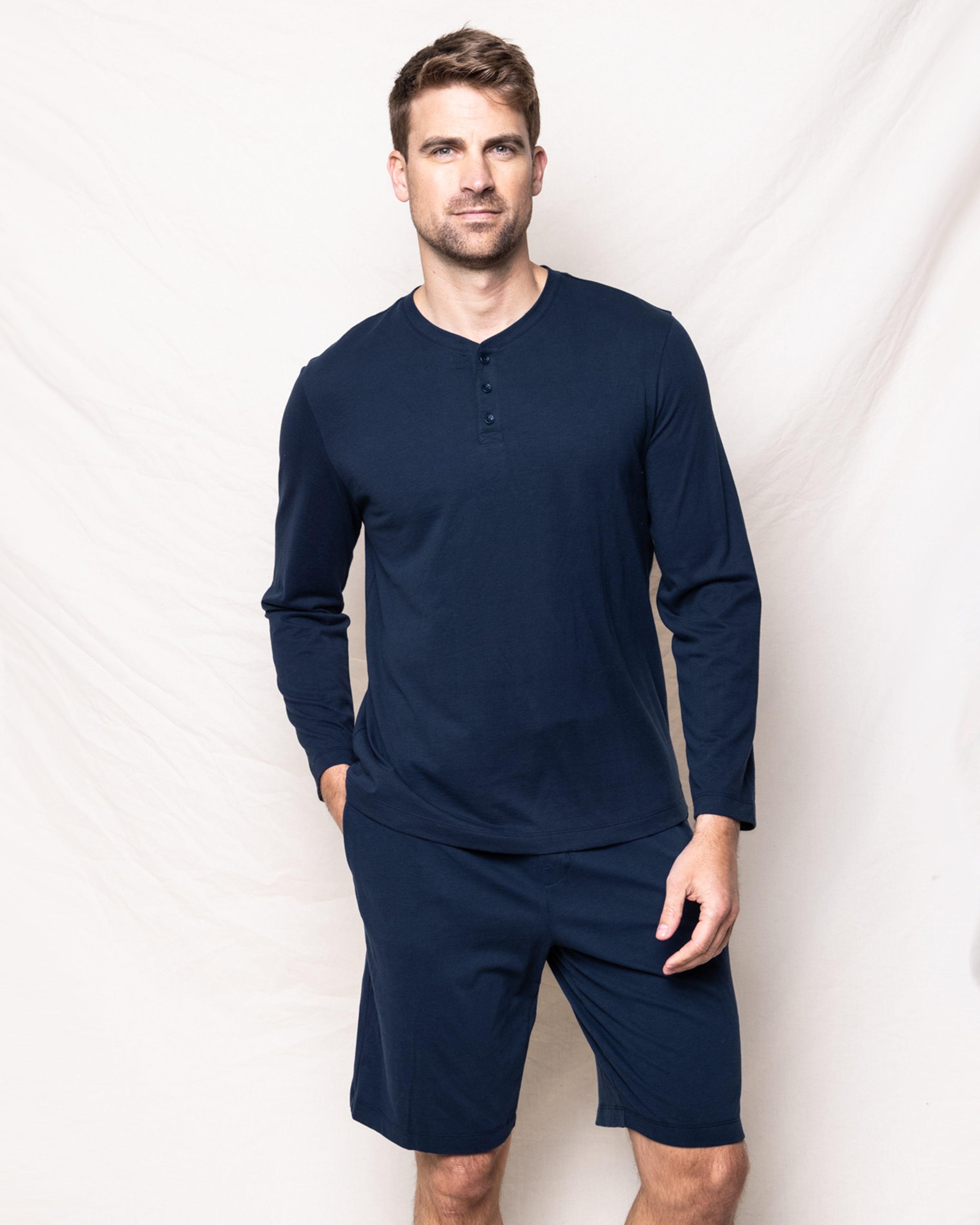 Men's Pima Henley in Navy