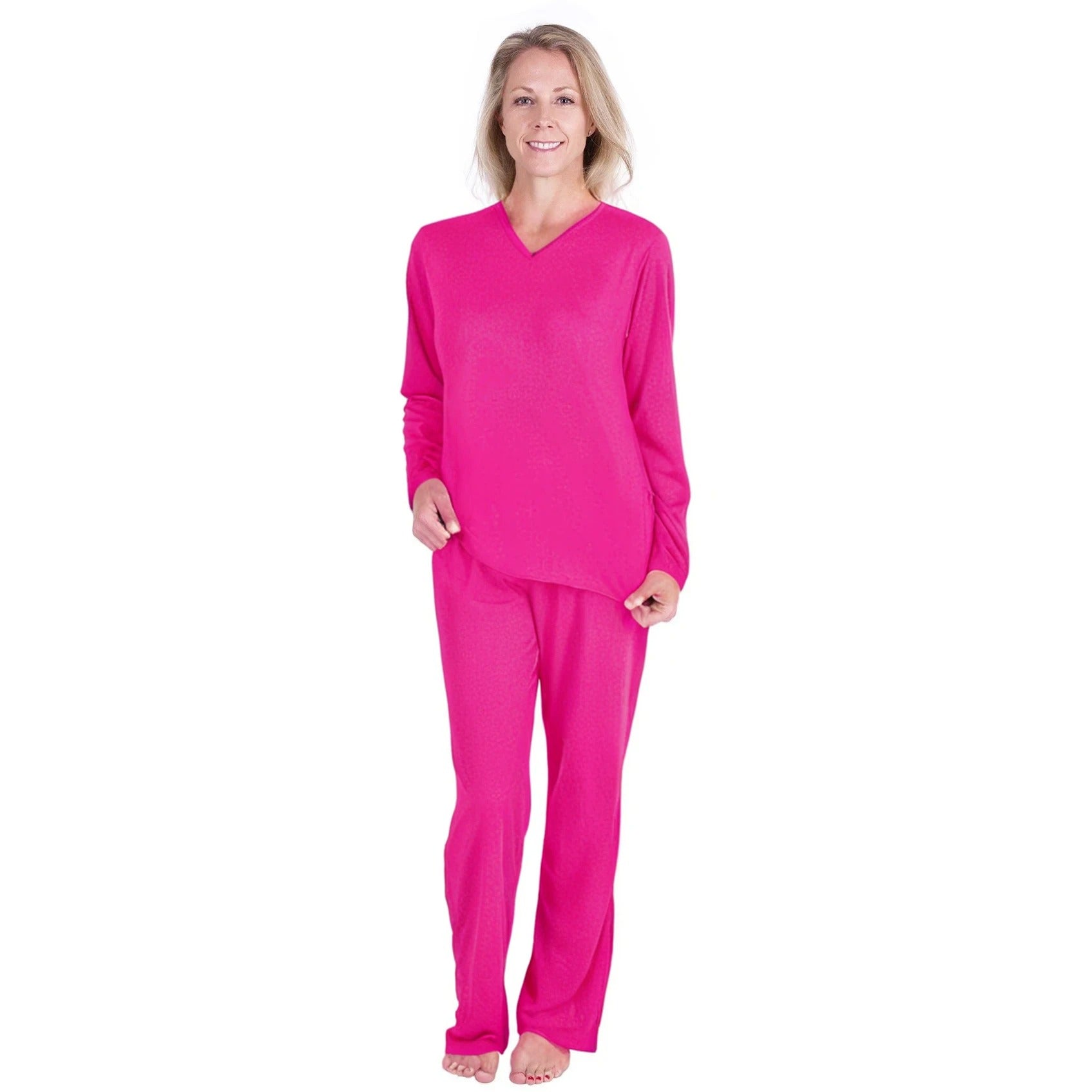 Women's Moisture Wicking Long Sleeve Drawstring Pant Pajama Set