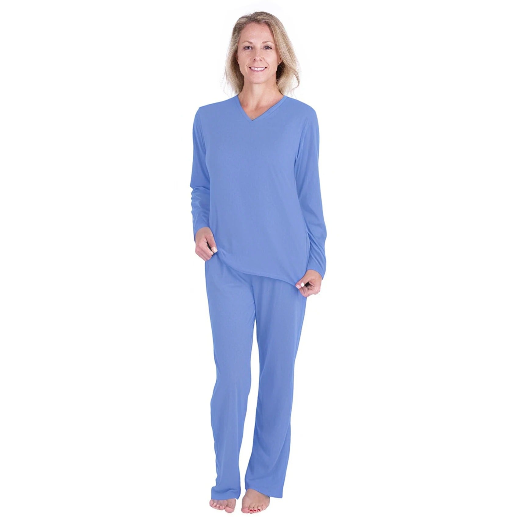 Women's Moisture Wicking Long Sleeve Drawstring Pant Pajama Set