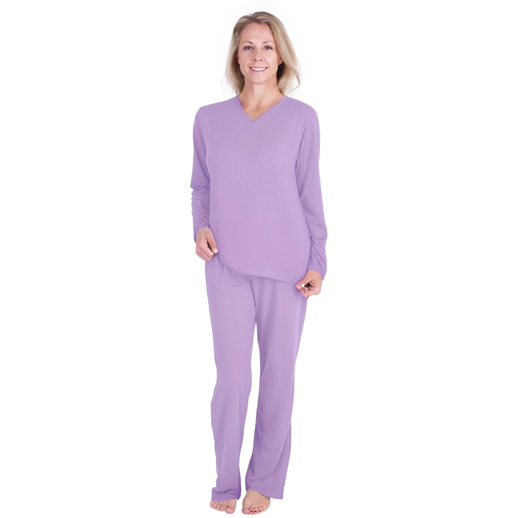 Women's Moisture Wicking Long Sleeve Drawstring Pant Pajama Set