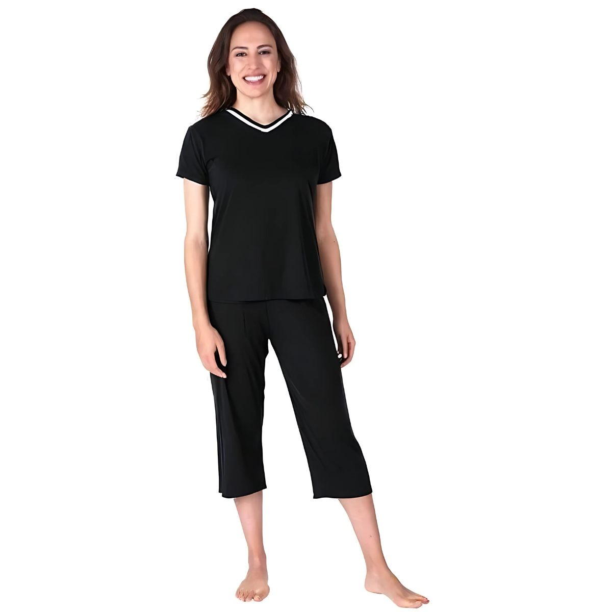Women's Moisture Wicking V-Neck Capri Set