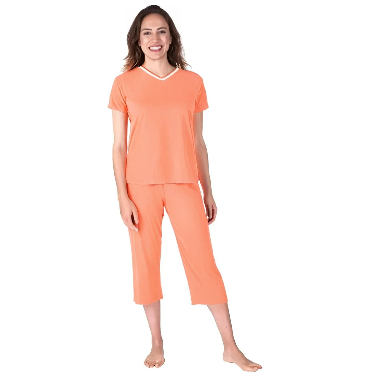 Women's Moisture Wicking V-Neck Capri Set