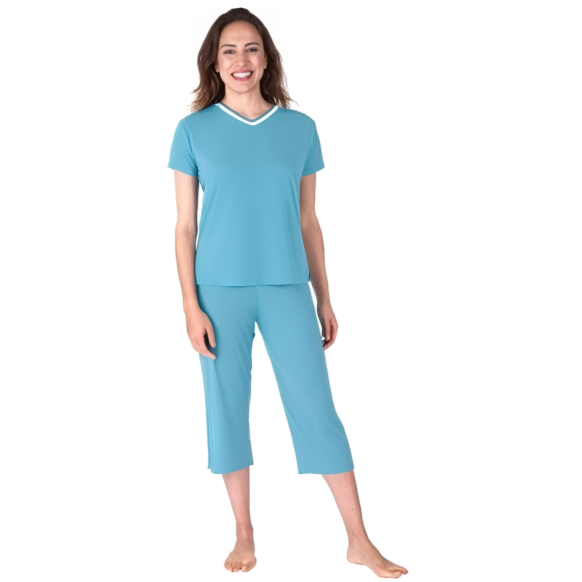 Women's Moisture Wicking V-Neck Capri Set