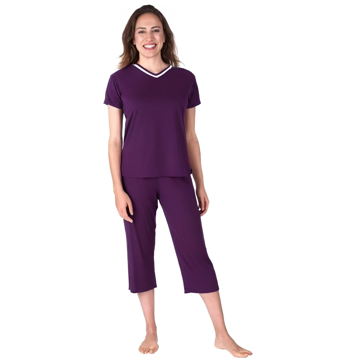 Women's Moisture Wicking V-Neck Capri Set