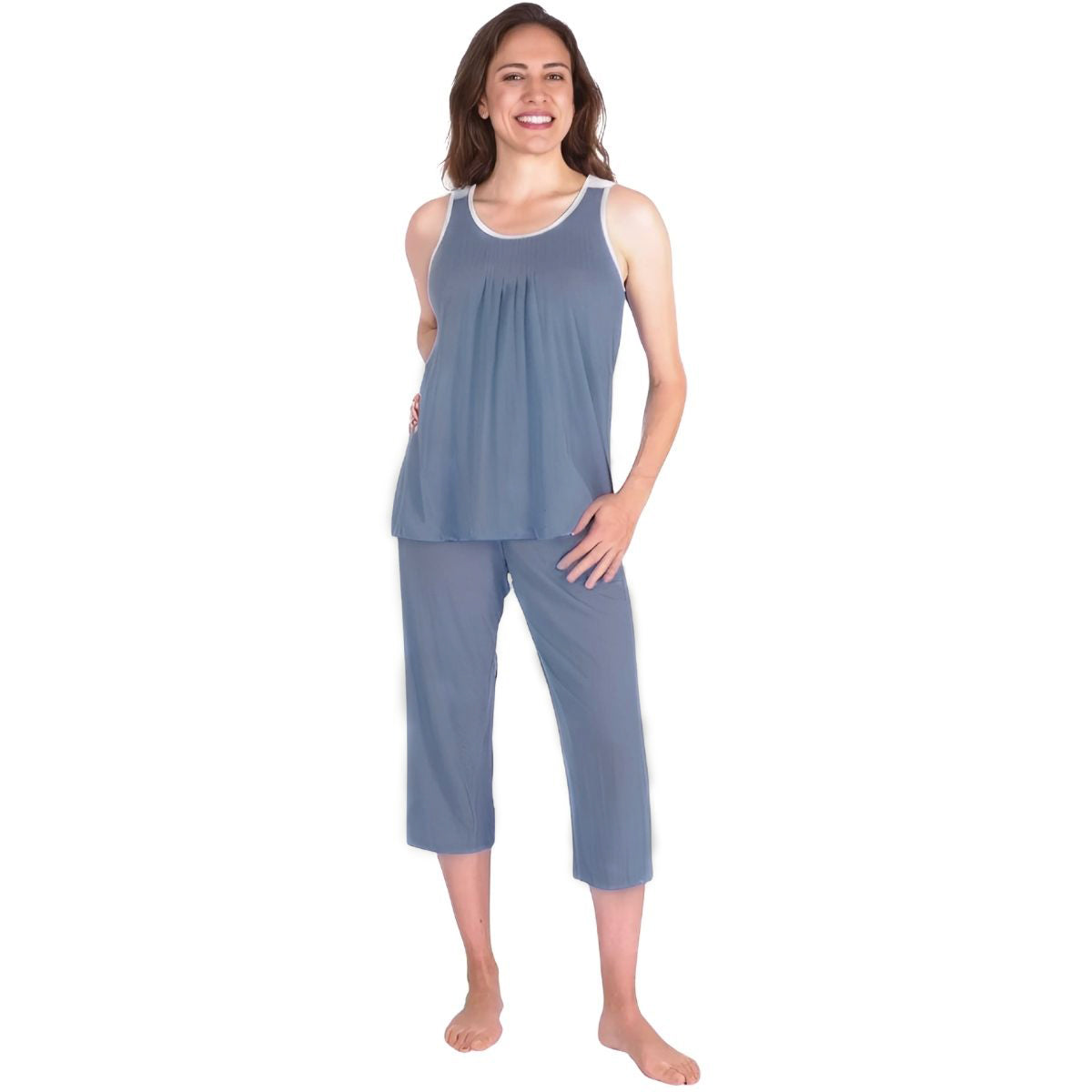 Women's Moisture Wicking Pleated Tank Capri Set