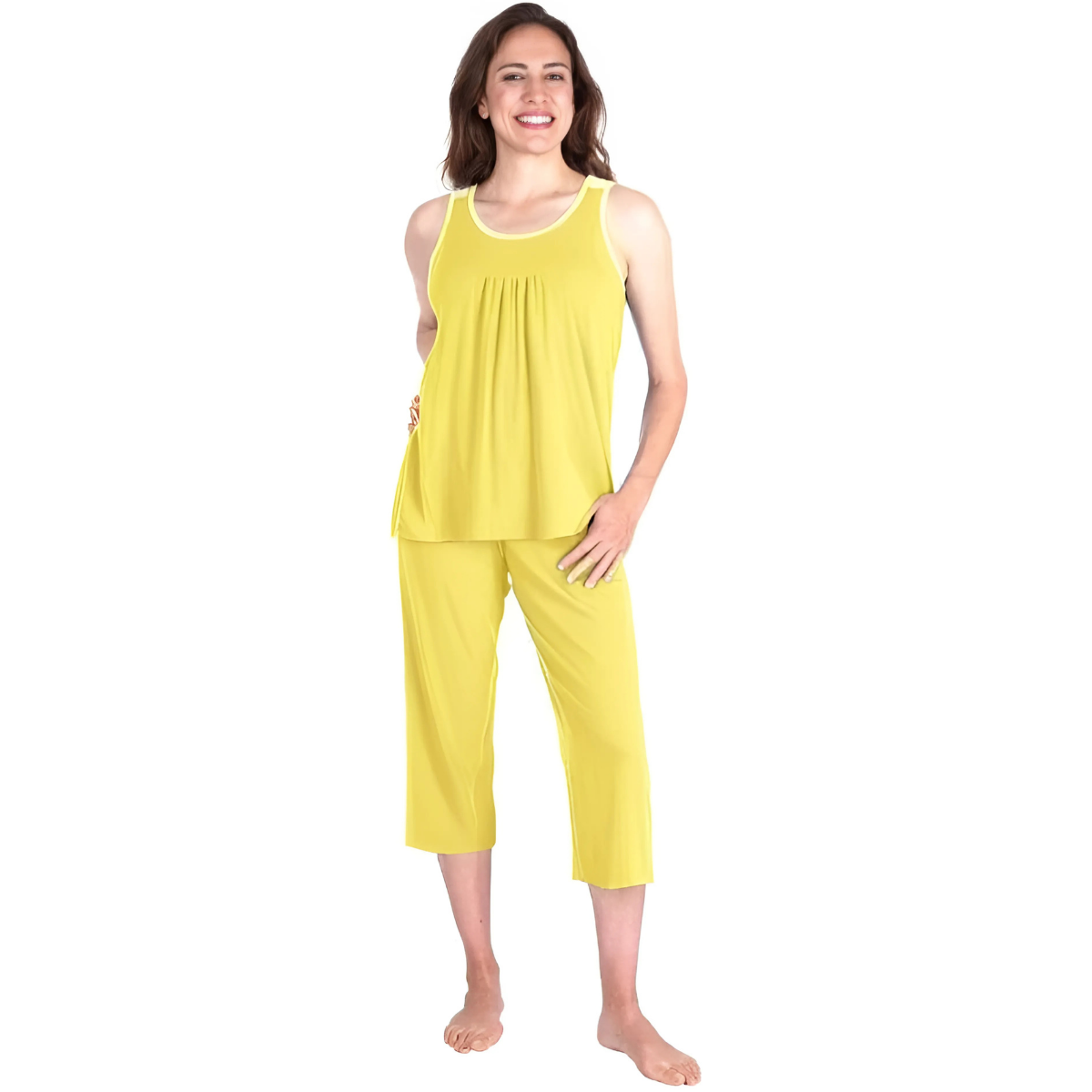 Women's Moisture Wicking Pleated Tank Capri Set