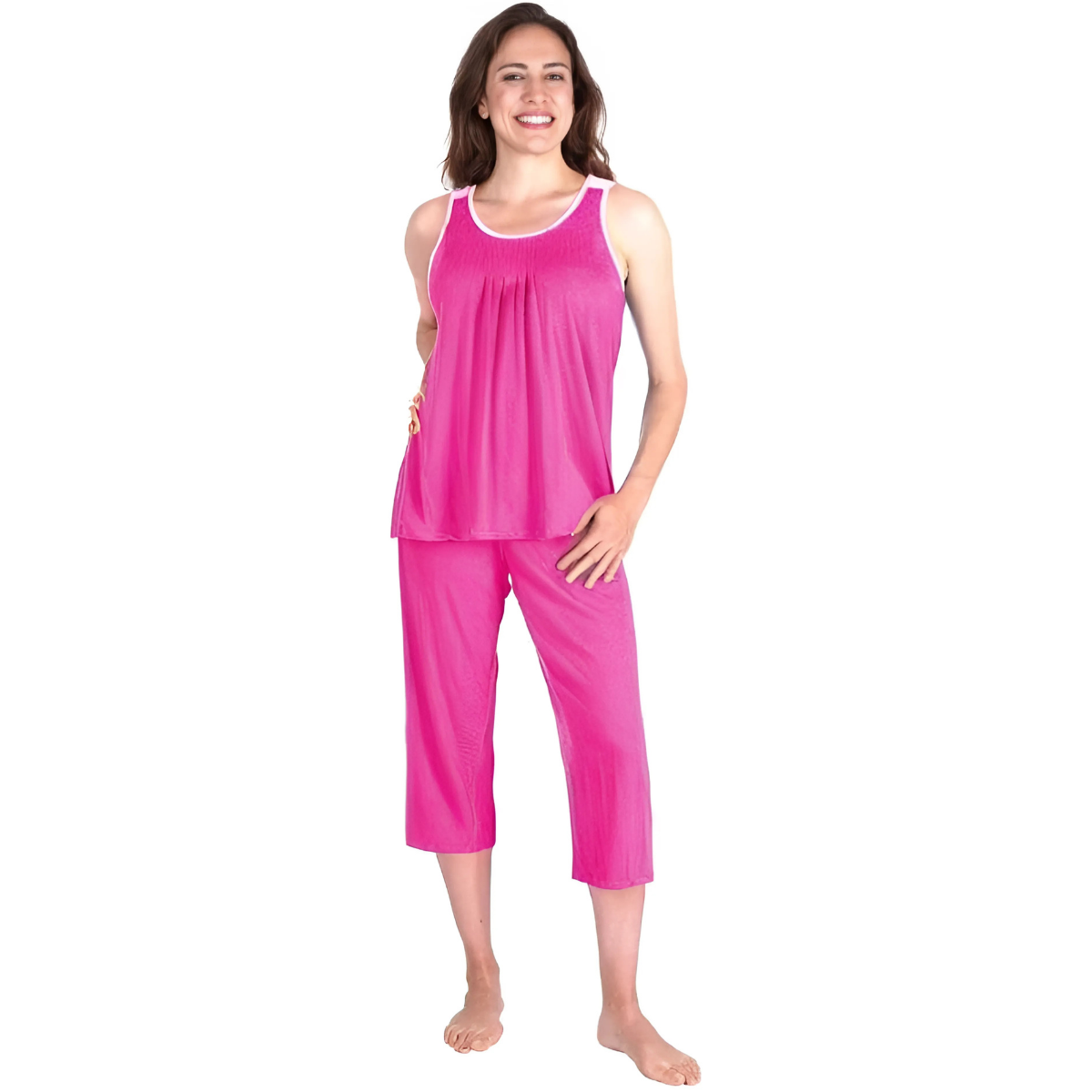 Women's Moisture Wicking Pleated Tank Capri Set