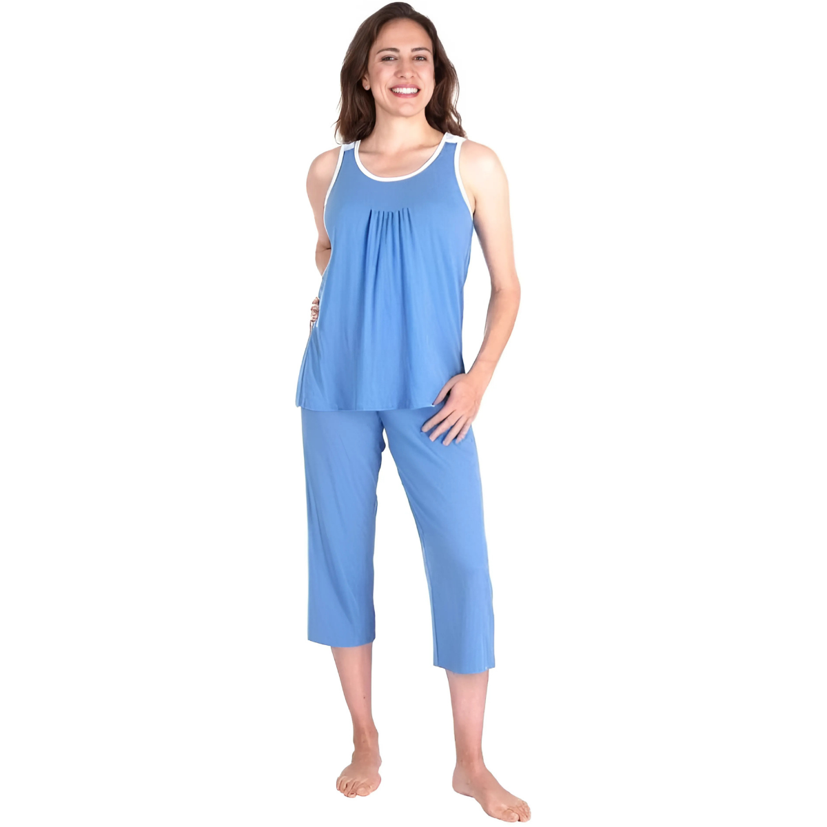 Women's Moisture Wicking Pleated Tank Capri Set