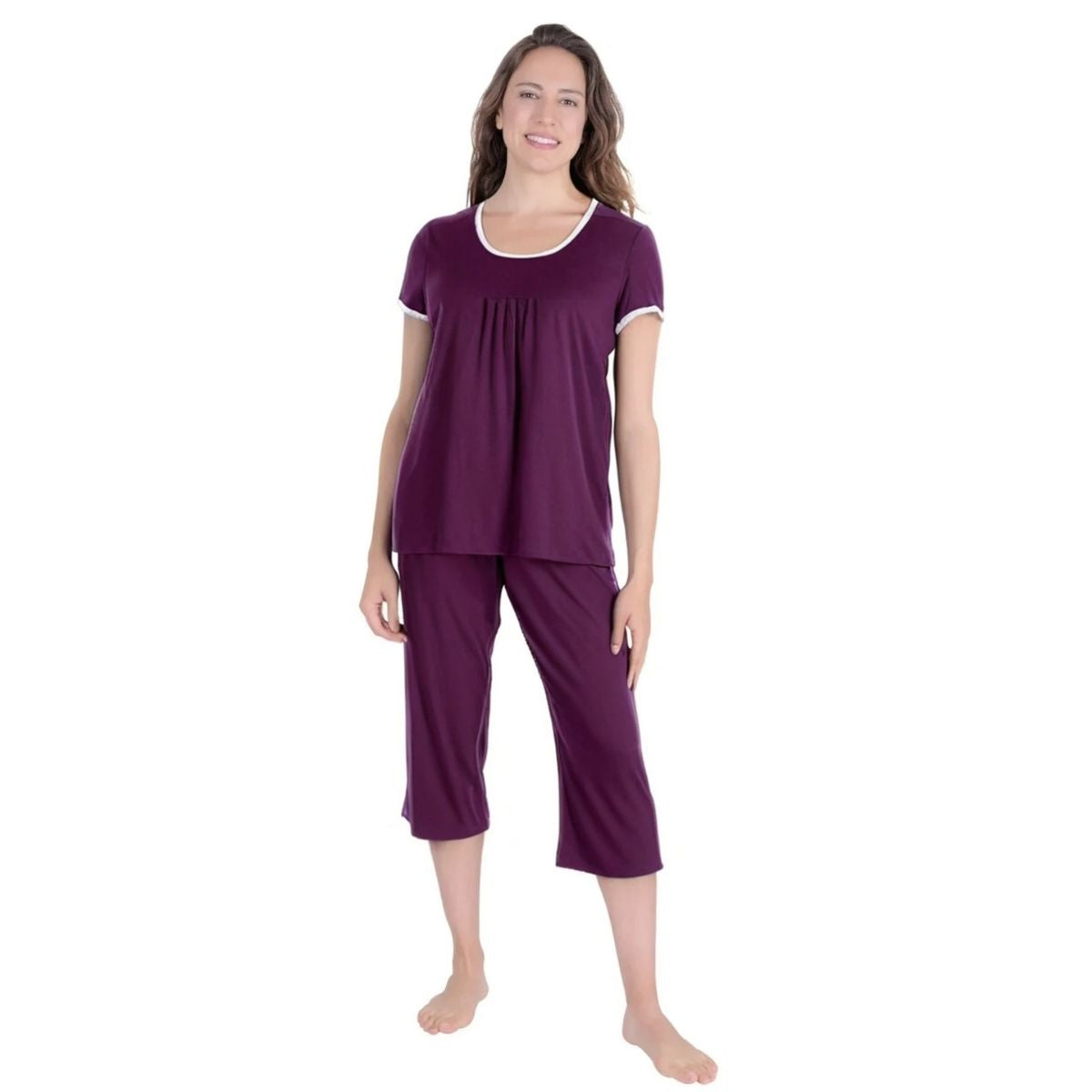 Women's Moisture Wicking Pleated T-Shirt Capri Set