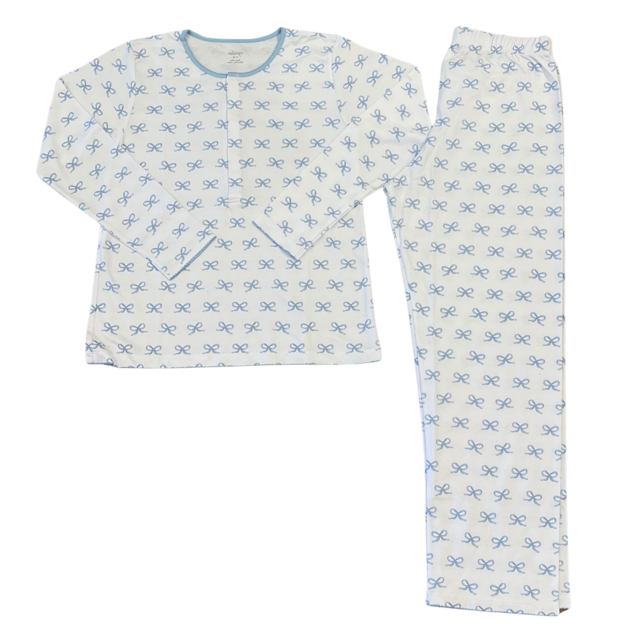 MARILYN 2 PIECE PAJAMA SET - BLUE BOWS