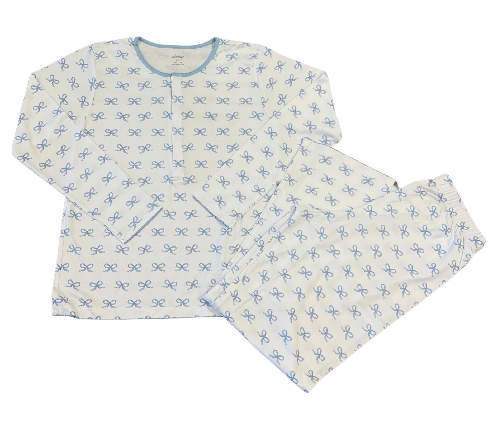 MARILYN 2 PIECE PAJAMA SET - BLUE BOWS