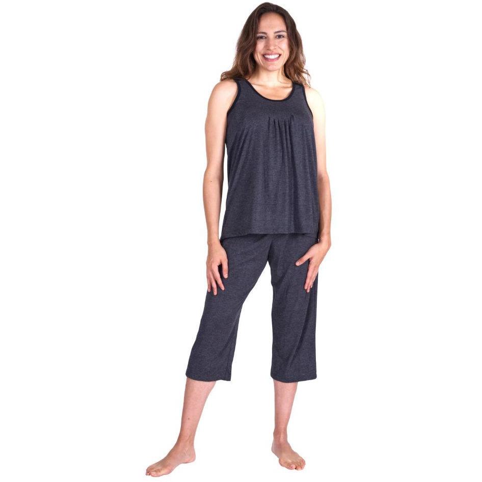 Women's Moisture Wicking Pleated Tank Capri Set
