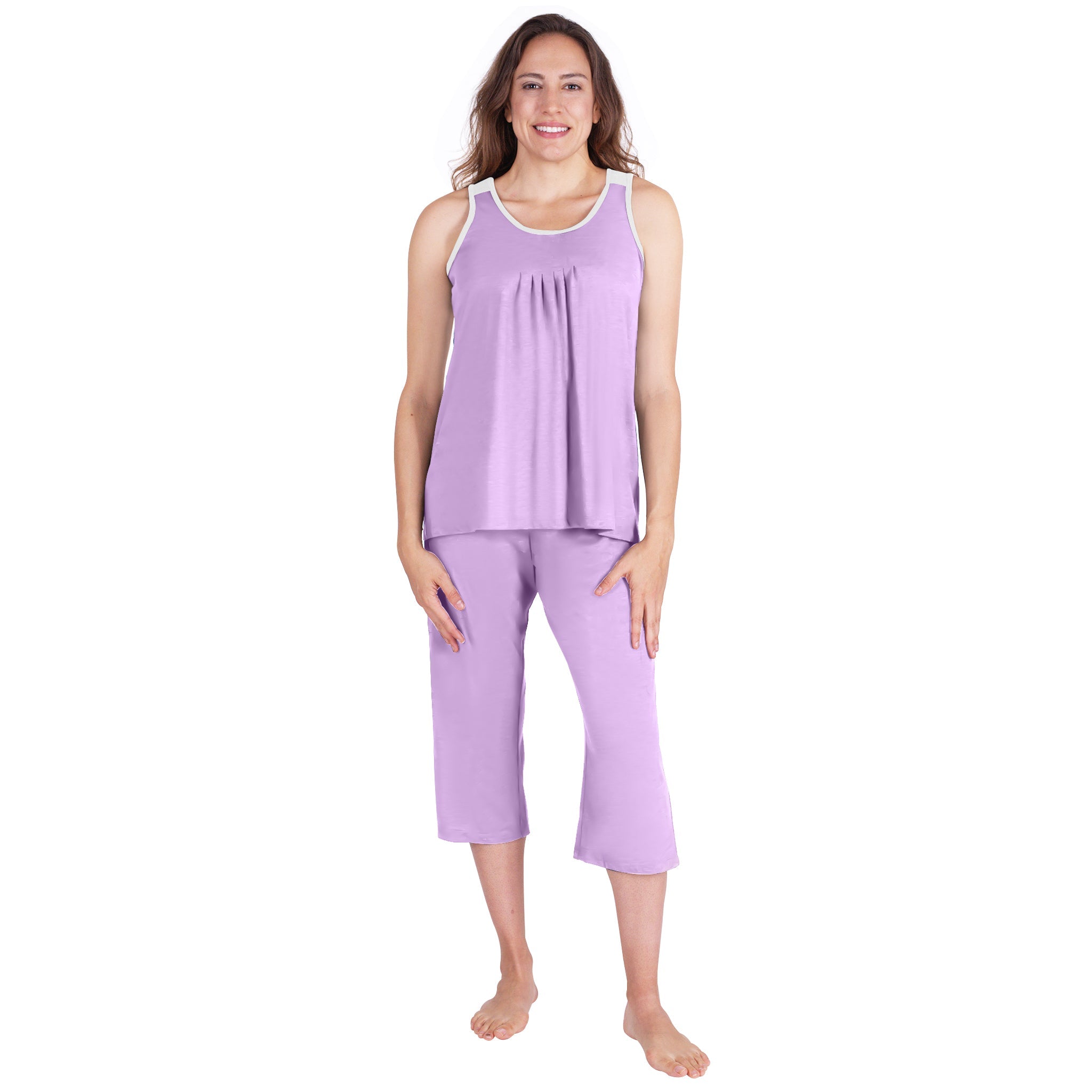 Women's Moisture Wicking Pleated Tank Capri Set